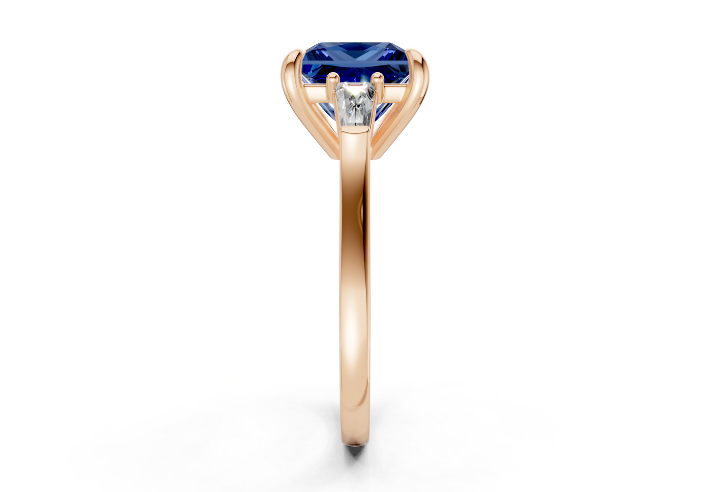 Isla Sapphire Gemstone Three Stone Princess Cut 1.8mm Engagement Ring