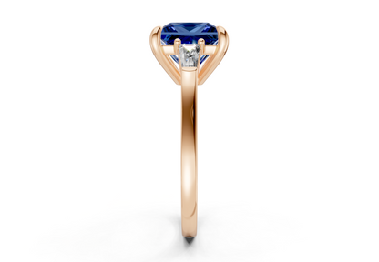 Isla Sapphire Gemstone Three Stone Princess Cut 1.8mm Engagement Ring