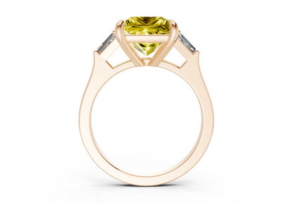 Isla Yellow Diamond Three Stone Princess Cut 1.8mm Engagement Ring