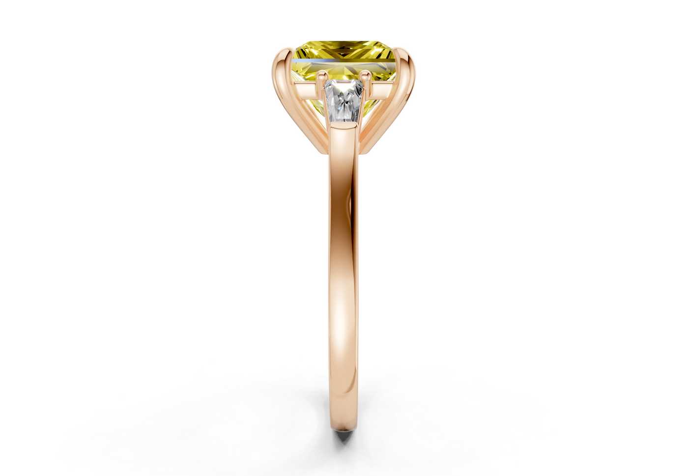 Isla Yellow Diamond Three Stone Princess Cut 1.8mm Engagement Ring