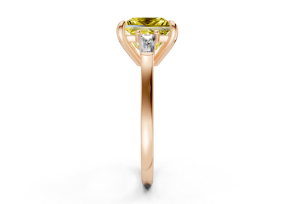 Isla Yellow Diamond Three Stone Princess Cut 1.8mm Engagement Ring