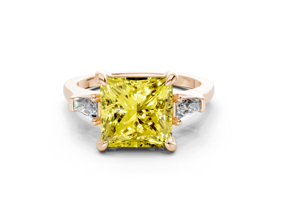 Isla Yellow Diamond Three Stone Princess Cut 1.8mm Engagement Ring