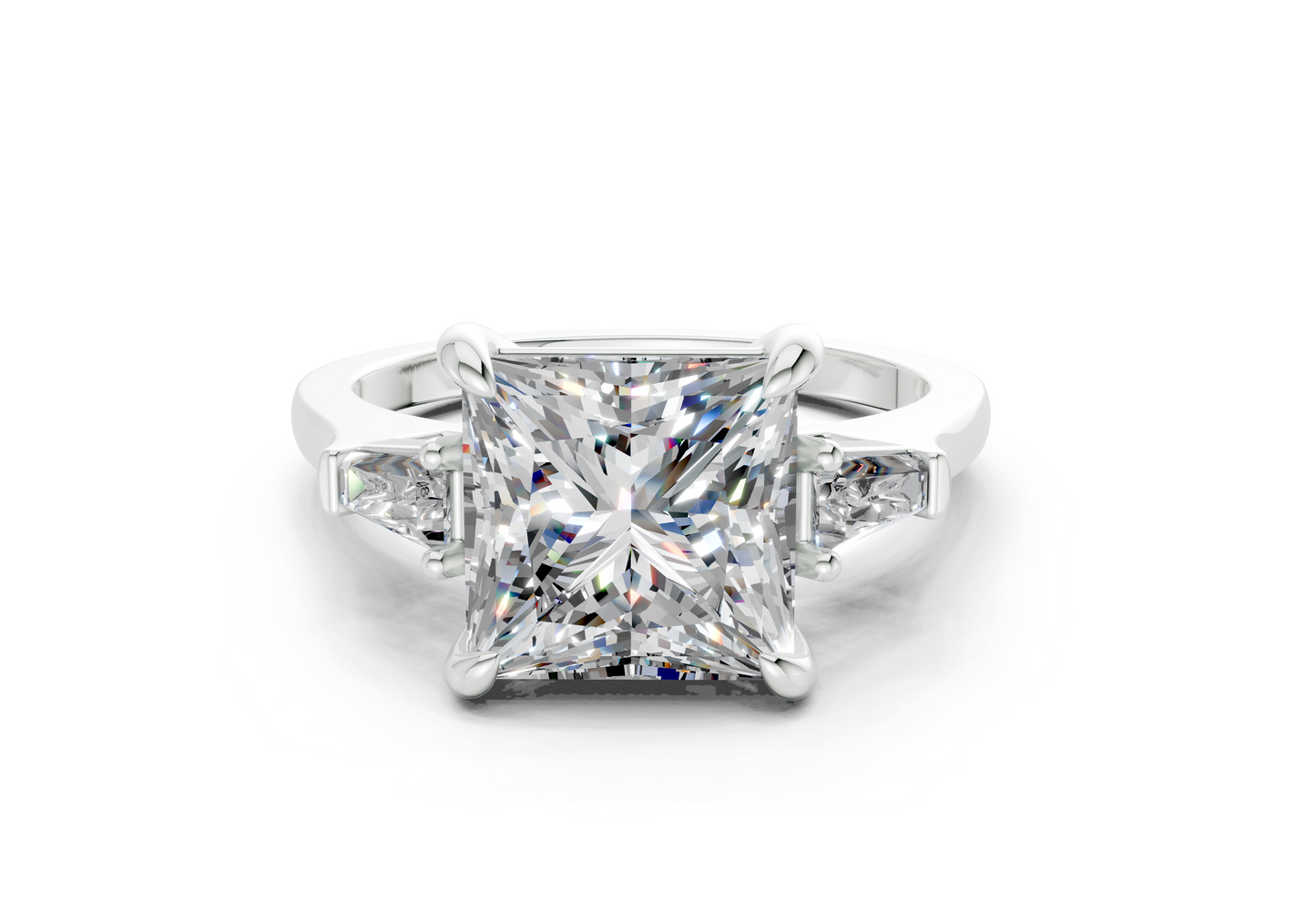 Isla Diamond Three Stone Princess Cut 1.8mm Engagement Ring