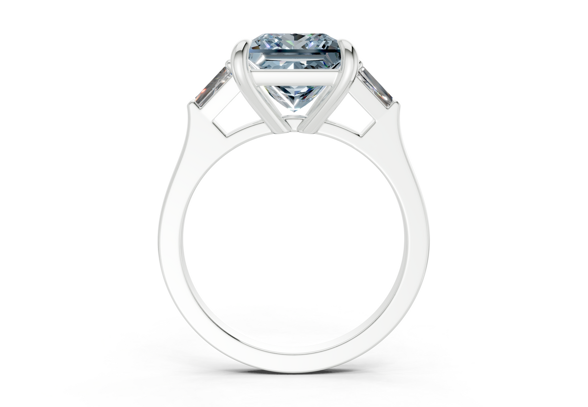 Isla Blue Diamond Three Stone Princess Cut 1.8mm Engagement Ring