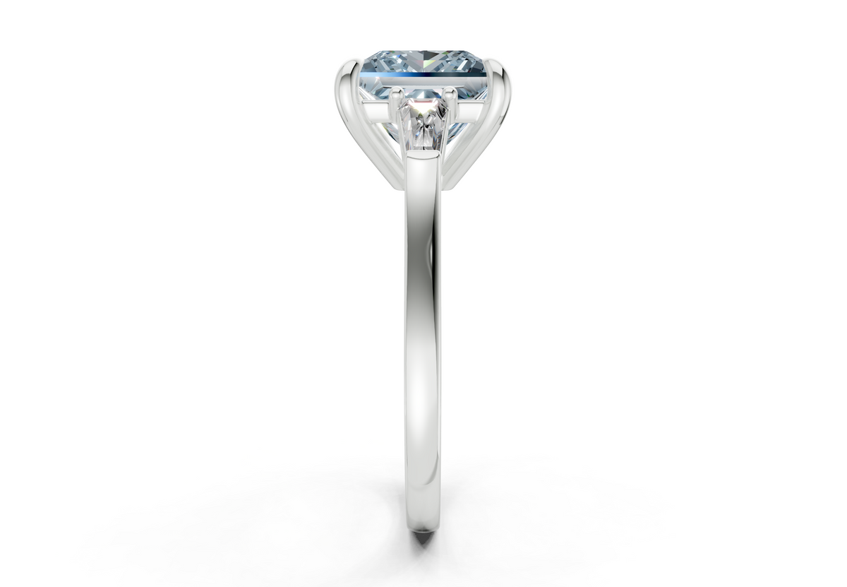 Isla Blue Diamond Three Stone Princess Cut 1.8mm Engagement Ring