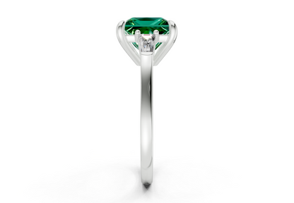 Isla Emerald Gemstone Three Stone Princess Cut 1.8mm Engagement Ring