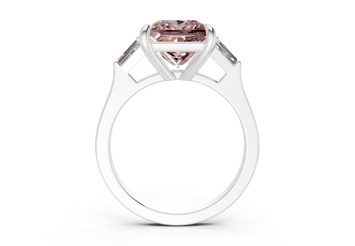 Isla Pink Diamond Three Stone Princess Cut 1.8mm Engagement Ring