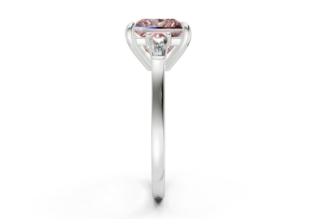 Isla Pink Diamond Three Stone Princess Cut 1.8mm Engagement Ring