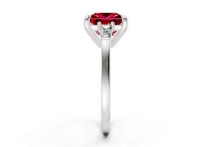 Isla Ruby Gemstone Three Stone Princess Cut 1.8mm Engagement Ring