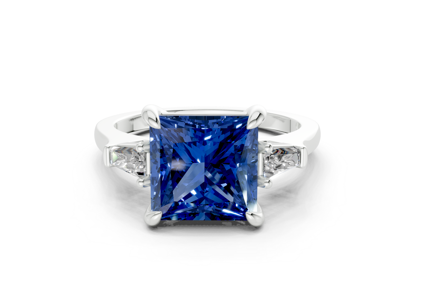 Isla Sapphire Gemstone Three Stone Princess Cut 1.8mm Engagement Ring