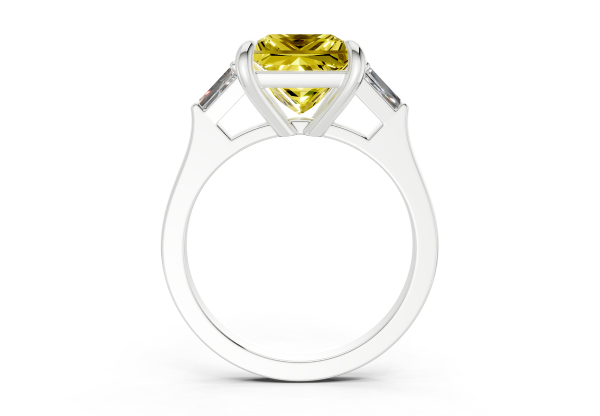 Isla Yellow Diamond Three Stone Princess Cut 1.8mm Engagement Ring