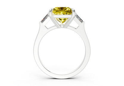 Isla Yellow Diamond Three Stone Princess Cut 1.8mm Engagement Ring