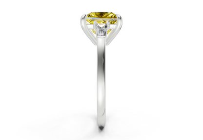 Isla Yellow Diamond Three Stone Princess Cut 1.8mm Engagement Ring