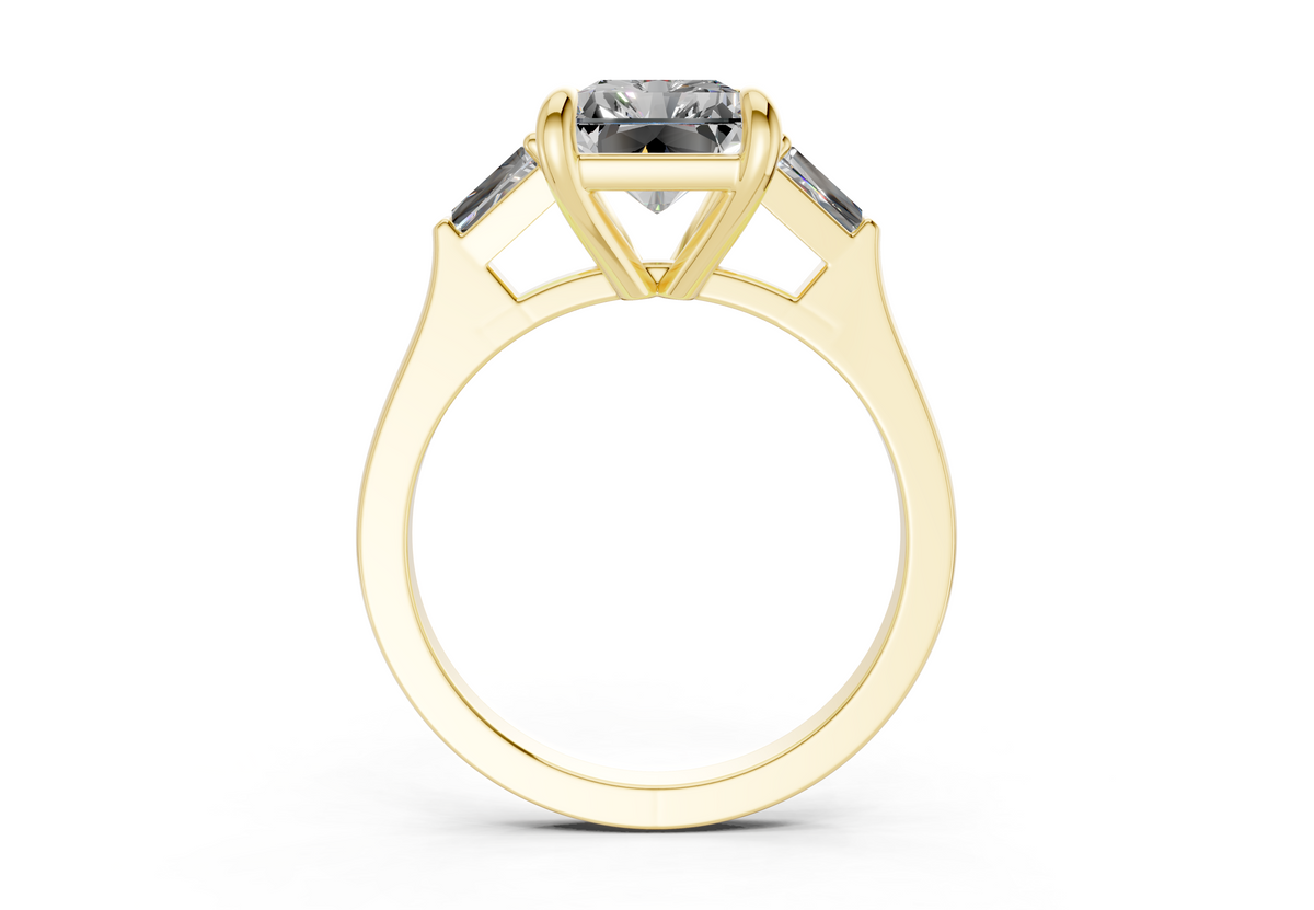 Isla Diamond Three Stone Radiant Cut 1.8mm Engagement Ring