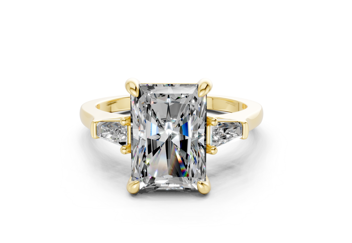 Isla Diamond Three Stone Radiant Cut 1.8mm Engagement Ring