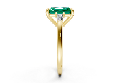 Isla Emerald Gemstone Three Stone Radiant Cut 1.8mm Engagement Ring