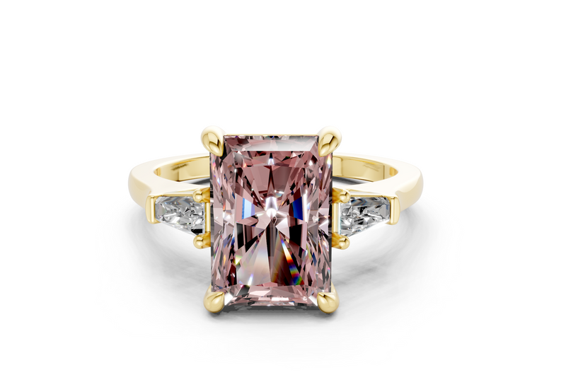 Isla Pink Diamond Three Stone Radiant Cut 1.8mm Engagement Ring