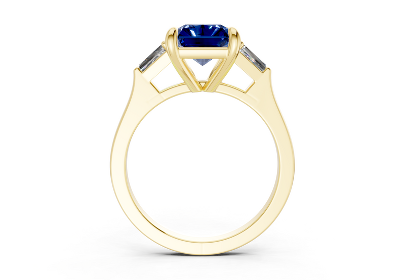 Isla Sapphire Gemstone Three Stone Radiant Cut 1.8mm Engagement Ring