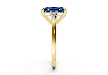 Isla Sapphire Gemstone Three Stone Radiant Cut 1.8mm Engagement Ring