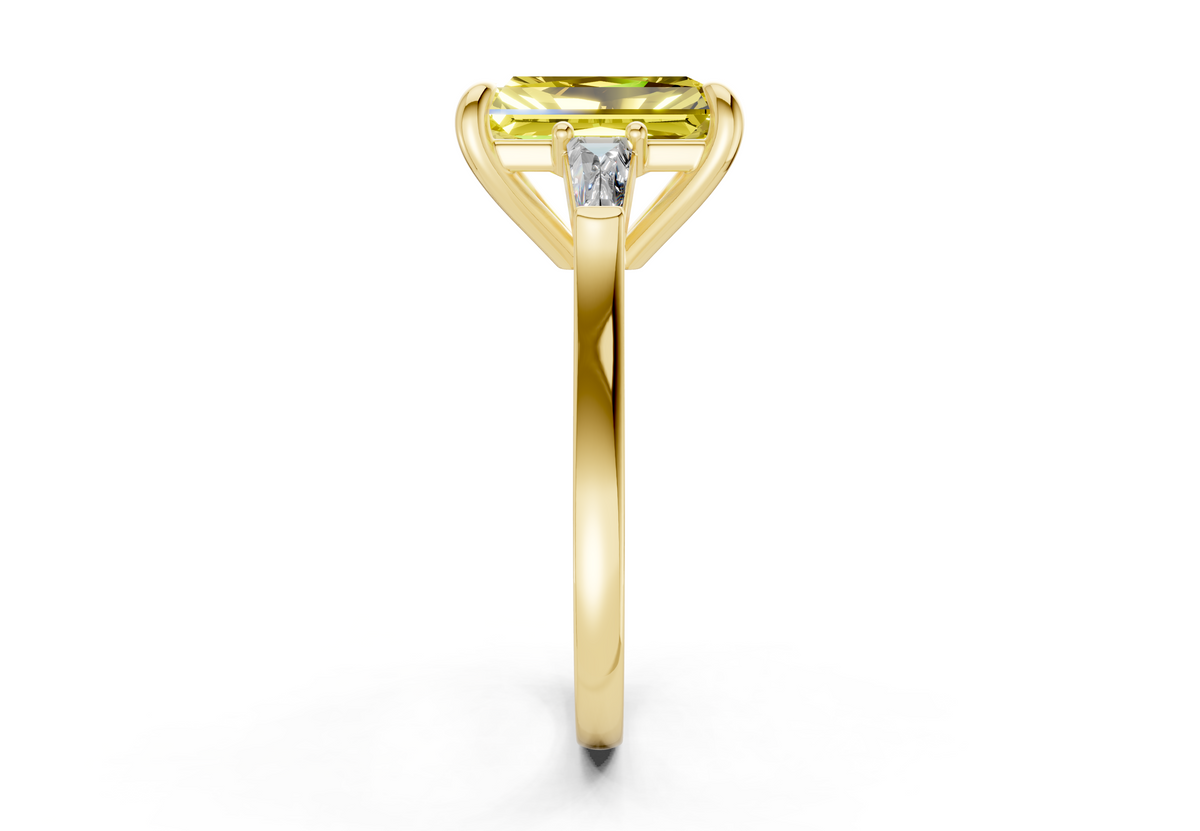 Isla Yellow Diamond Three Stone Radiant Cut 1.8mm Engagement Ring