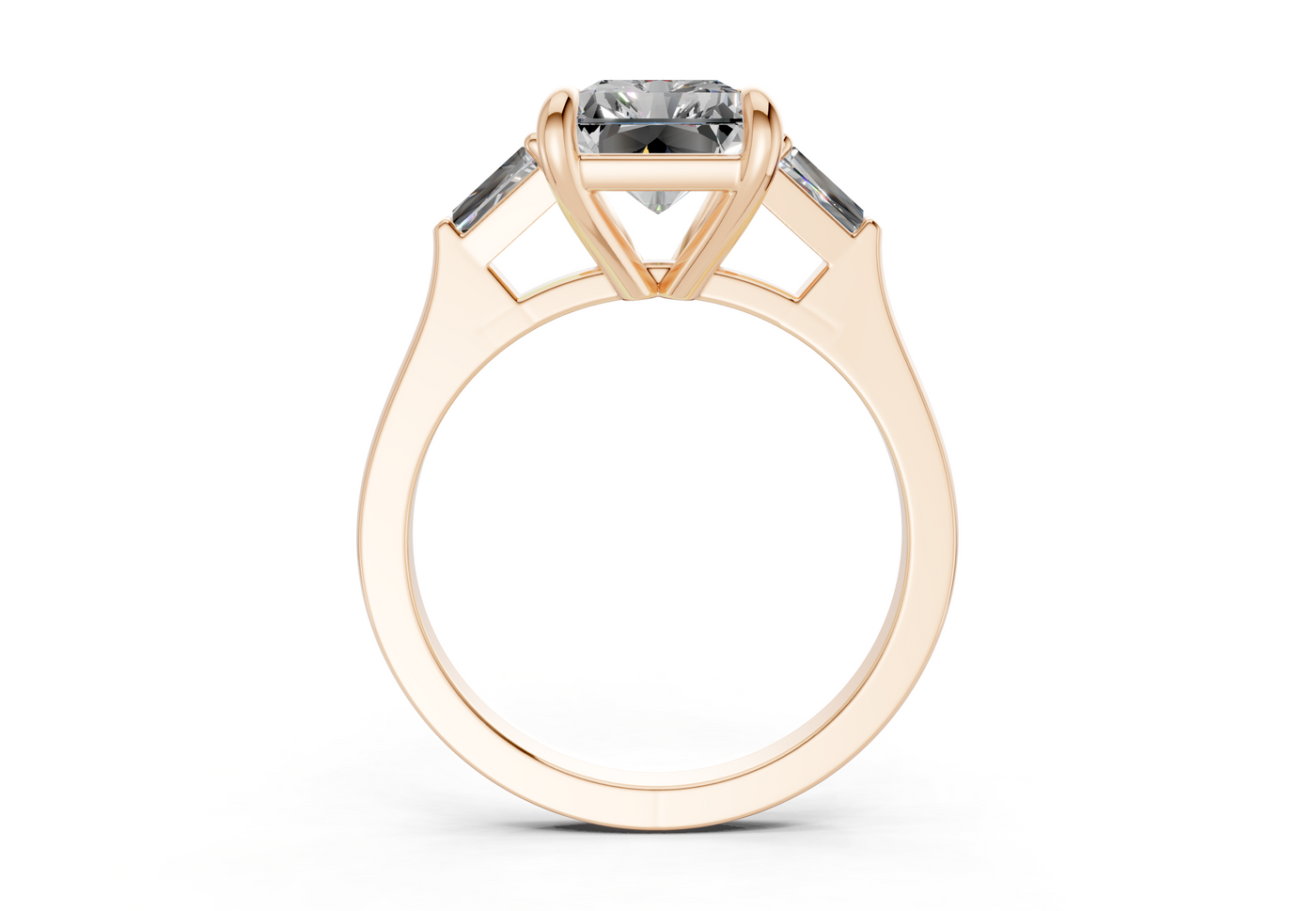 Isla Diamond Three Stone Radiant Cut 1.8mm Engagement Ring
