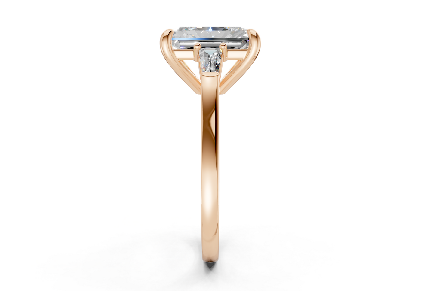 Isla Diamond Three Stone Radiant Cut 1.8mm Engagement Ring