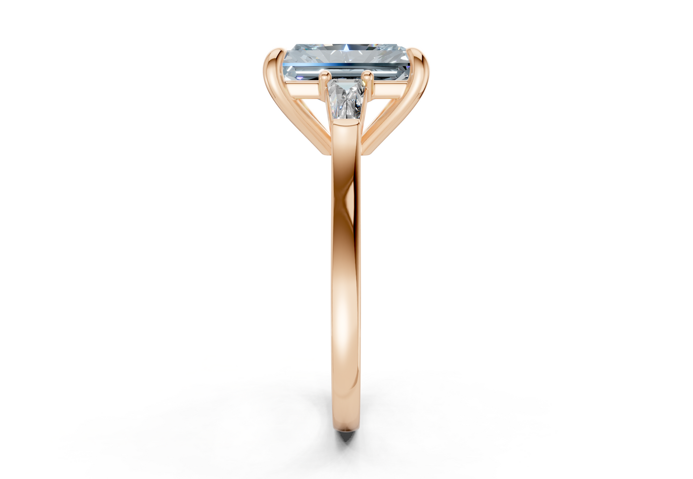 Isla Blue Diamond Three Stone Radiant Cut 1.8mm Engagement Ring