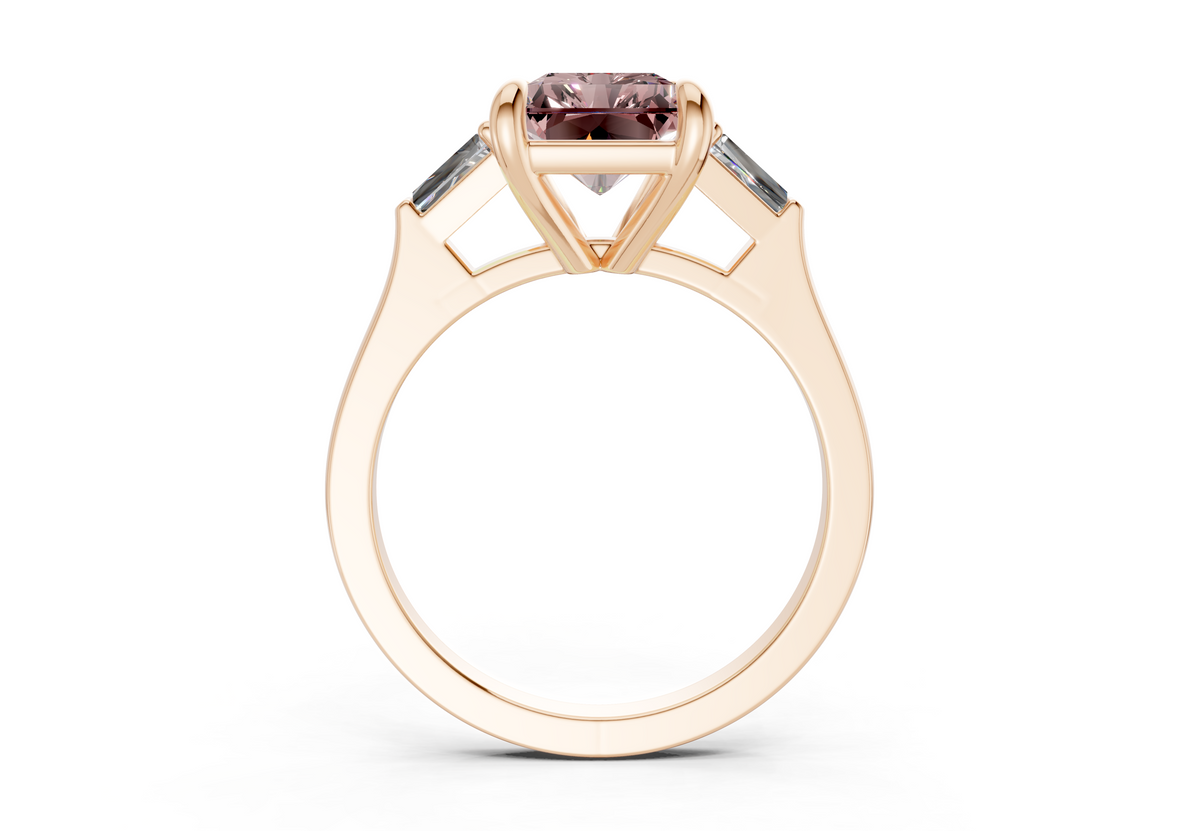 Isla Pink Diamond Three Stone Radiant Cut 1.8mm Engagement Ring