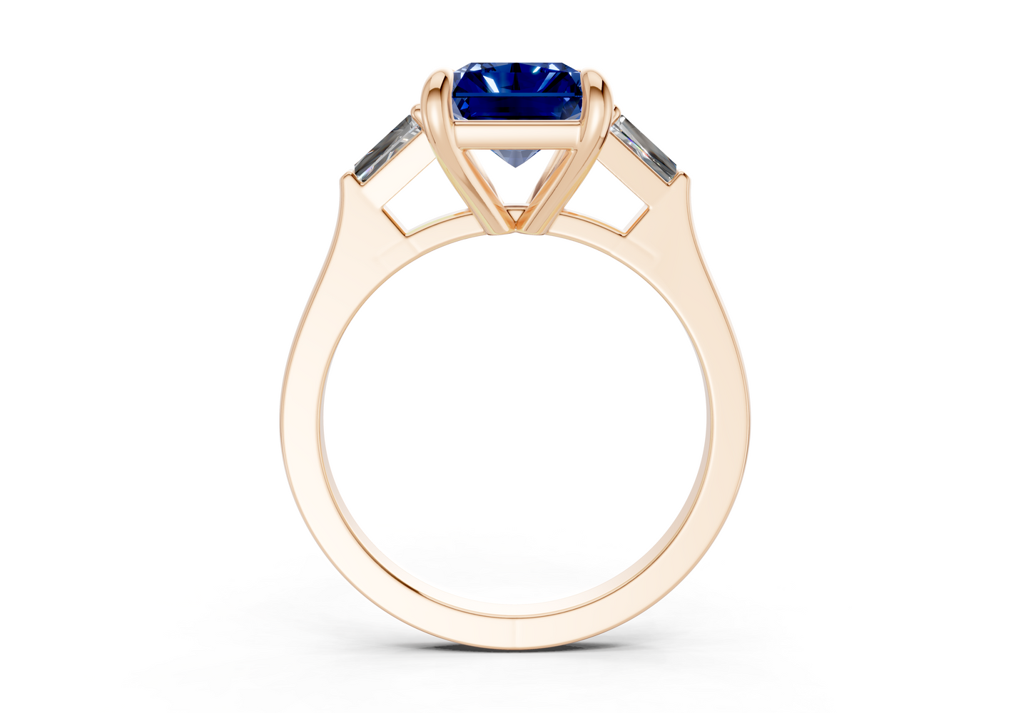 Isla Sapphire Gemstone Three Stone Radiant Cut 1.8mm Engagement Ring