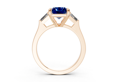 Isla Sapphire Gemstone Three Stone Radiant Cut 1.8mm Engagement Ring