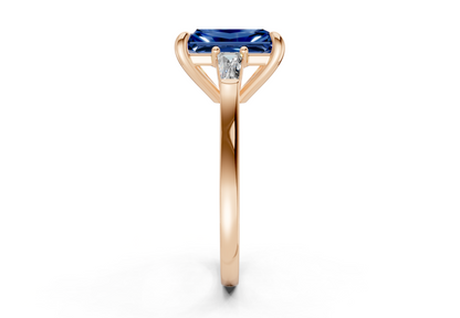 Isla Sapphire Gemstone Three Stone Radiant Cut 1.8mm Engagement Ring