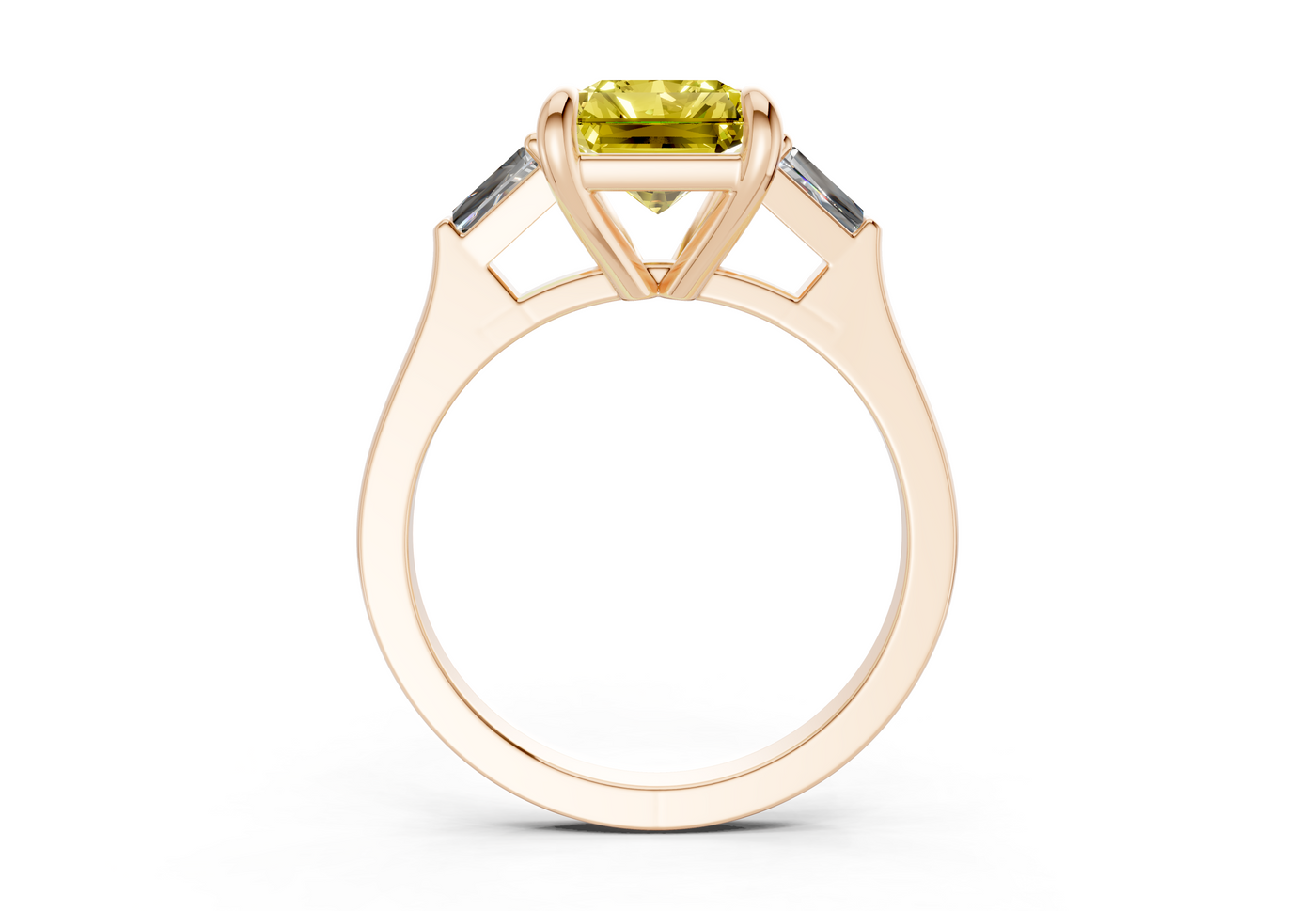 Isla Yellow Diamond Three Stone Radiant Cut 1.8mm Engagement Ring