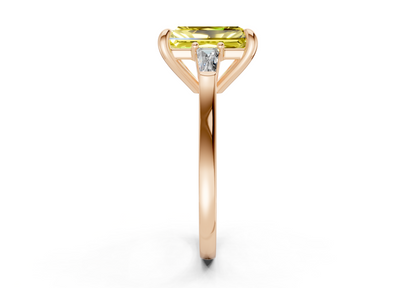 Isla Yellow Diamond Three Stone Radiant Cut 1.8mm Engagement Ring