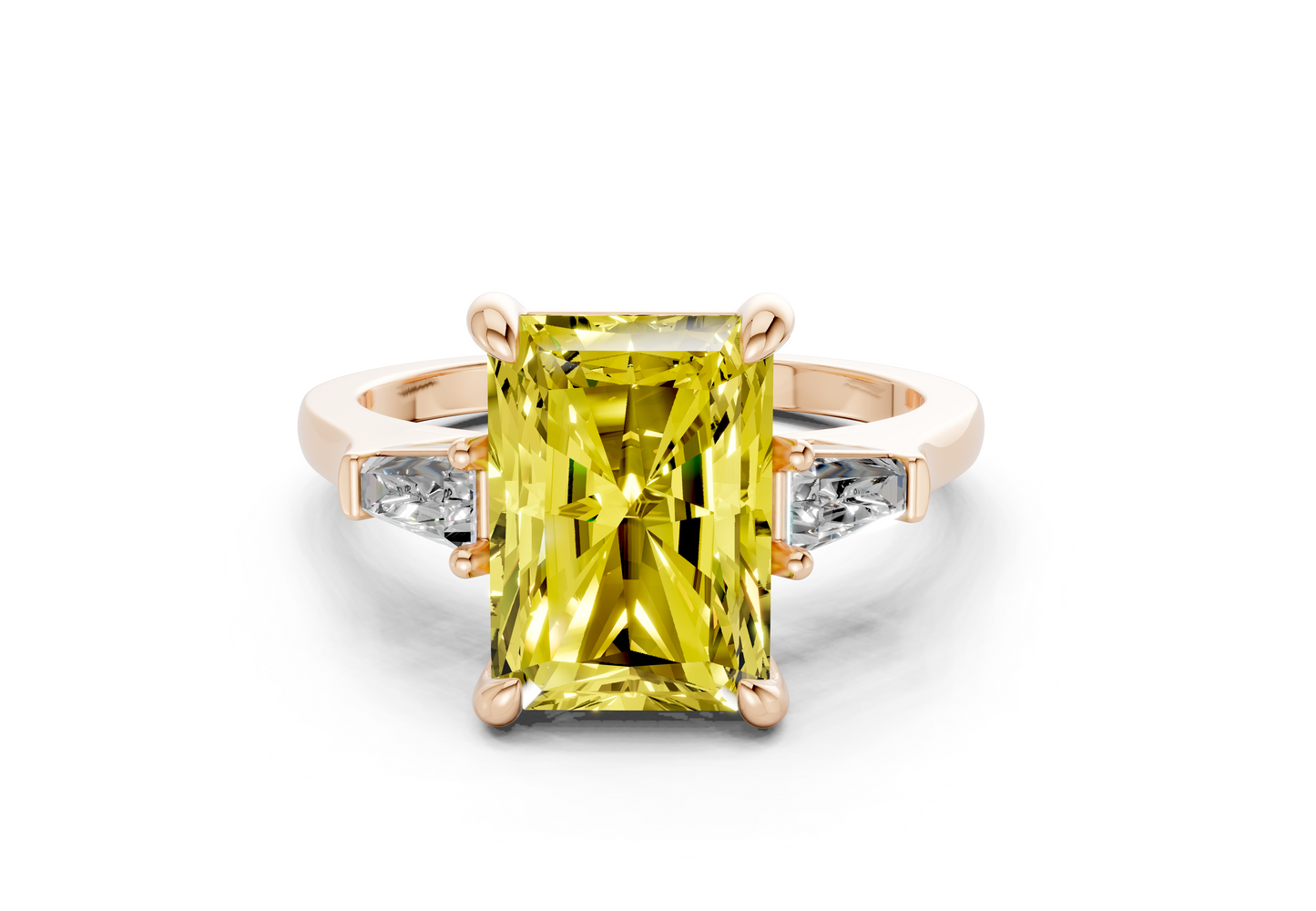 Isla Yellow Diamond Three Stone Radiant Cut 1.8mm Engagement Ring