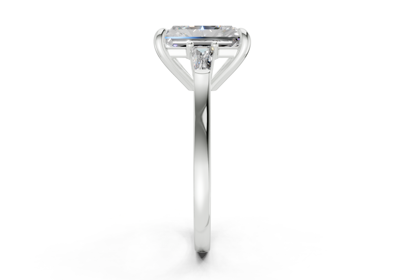 Isla Diamond Three Stone Radiant Cut 1.8mm Engagement Ring