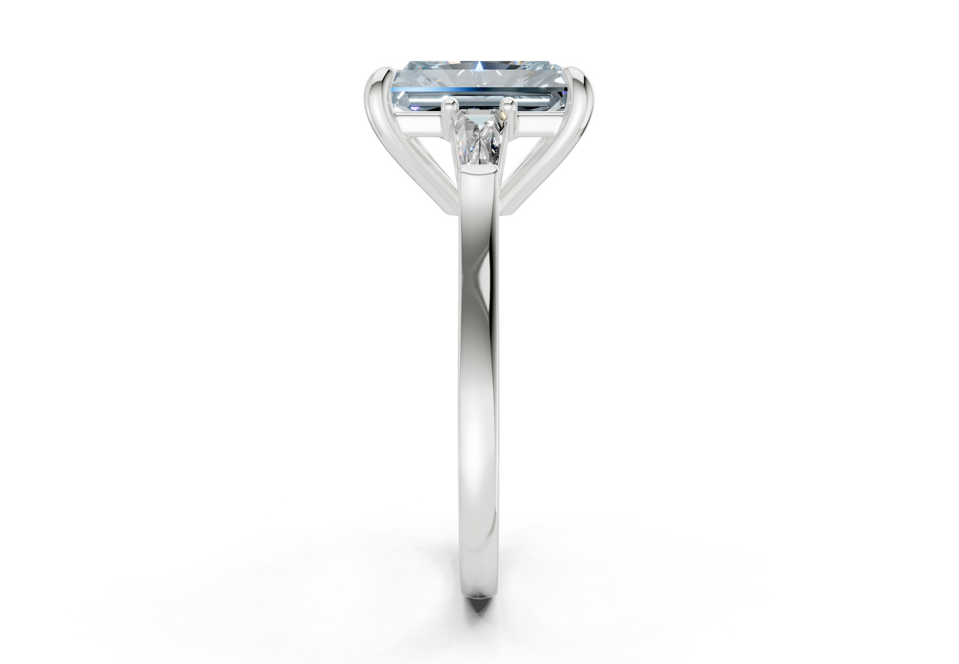 Isla Blue Diamond Three Stone Radiant Cut 1.8mm Engagement Ring