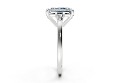 Isla Blue Diamond Three Stone Radiant Cut 1.8mm Engagement Ring