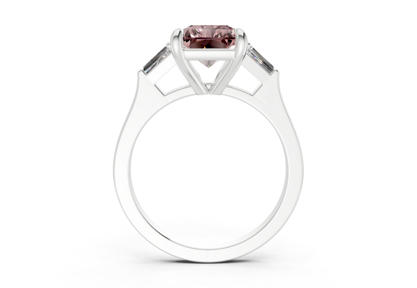 Isla Pink Diamond Three Stone Radiant Cut 1.8mm Engagement Ring