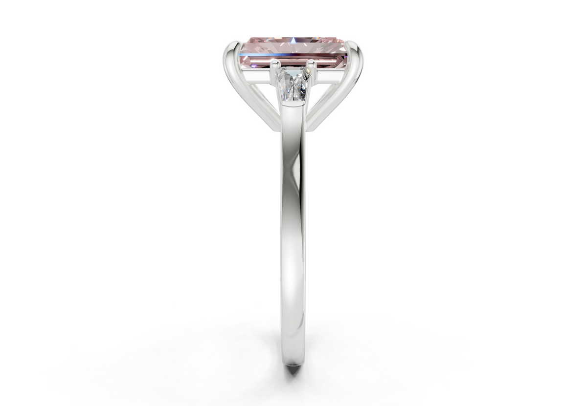 Isla Pink Diamond Three Stone Radiant Cut 1.8mm Engagement Ring