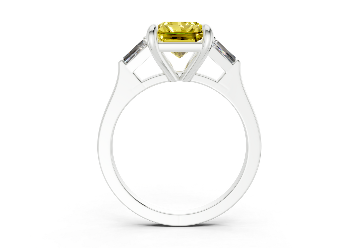 Isla Yellow Diamond Three Stone Radiant Cut 1.8mm Engagement Ring