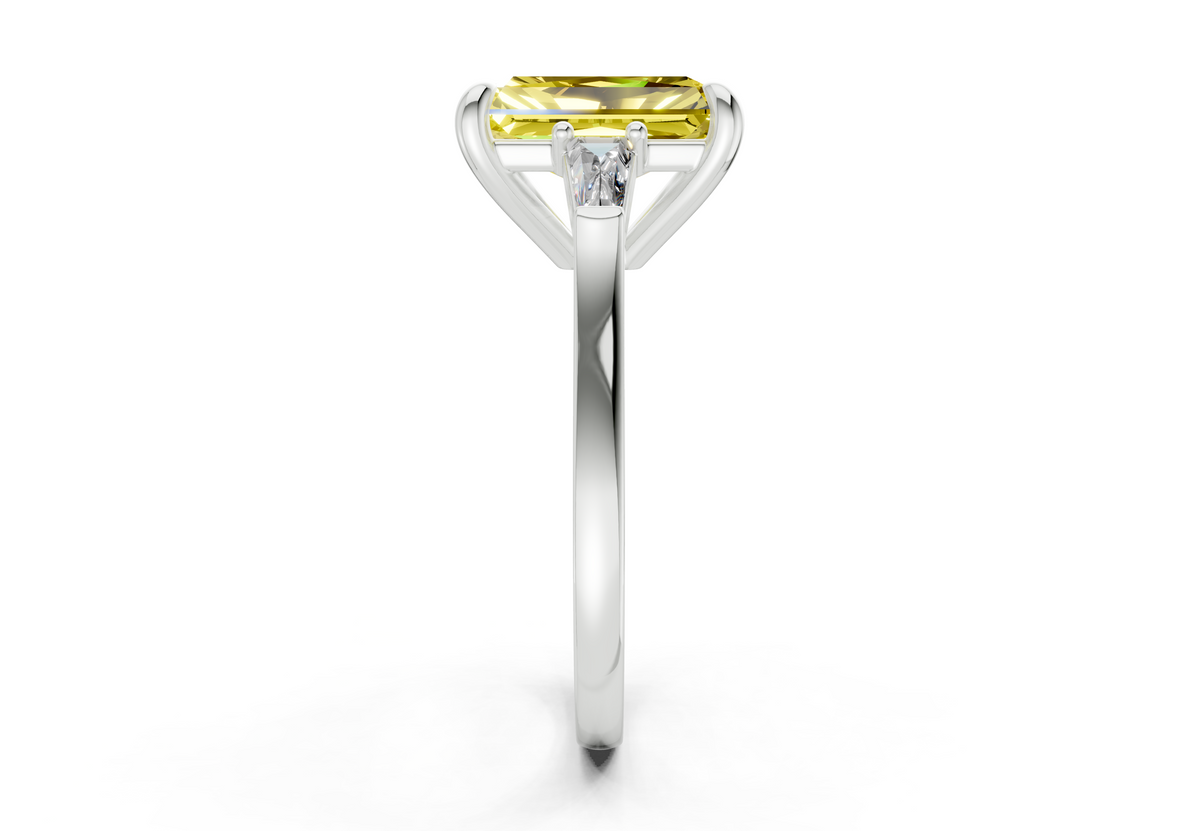 Isla Yellow Diamond Three Stone Radiant Cut 1.8mm Engagement Ring