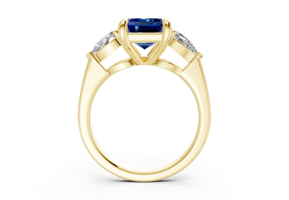 Vine Sapphire Gemstone Three Stone Emerald Cut 1.8mm Engagement Ring