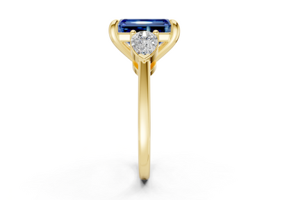 Vine Sapphire Gemstone Three Stone Emerald Cut 1.8mm Engagement Ring