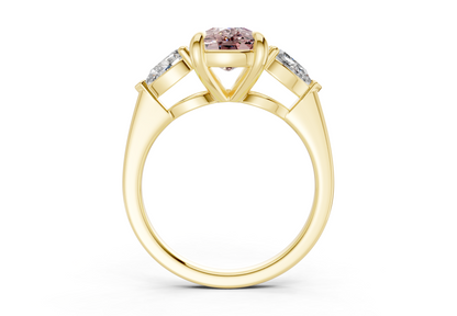 Vine Pink Diamond Three Stone Elongated Cushion Cut 1.8mm Engagement Ring
