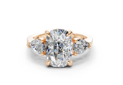 Vine Diamond Three Stone Elongated Cushion Cut 1.8mm Engagement Ring
