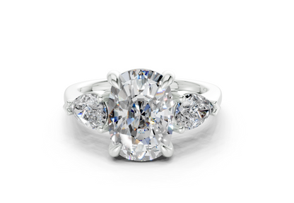 Vine Diamond Three Stone Elongated Cushion Cut 1.8mm Engagement Ring