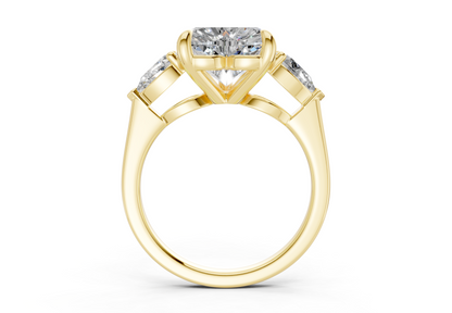 Vine Diamond Three Stone Heart Cut 1.8mm Engagement Ring