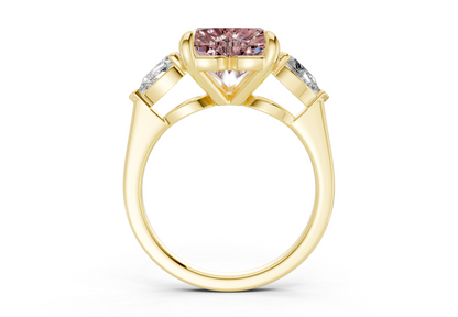 Vine Pink Diamond Three Stone Heart Cut 1.8mm Engagement Ring