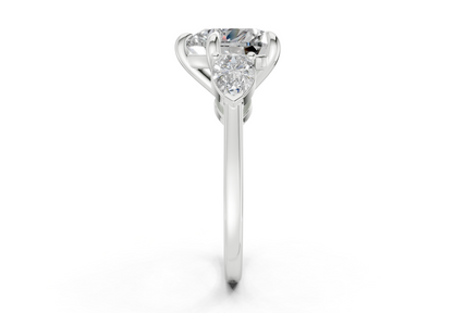 Vine Diamond Three Stone Heart Cut 1.8mm Engagement Ring