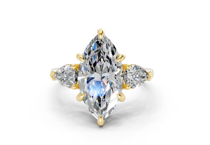 Vine Diamond Three Stone Marquise Cut 1.8mm Engagement Ring